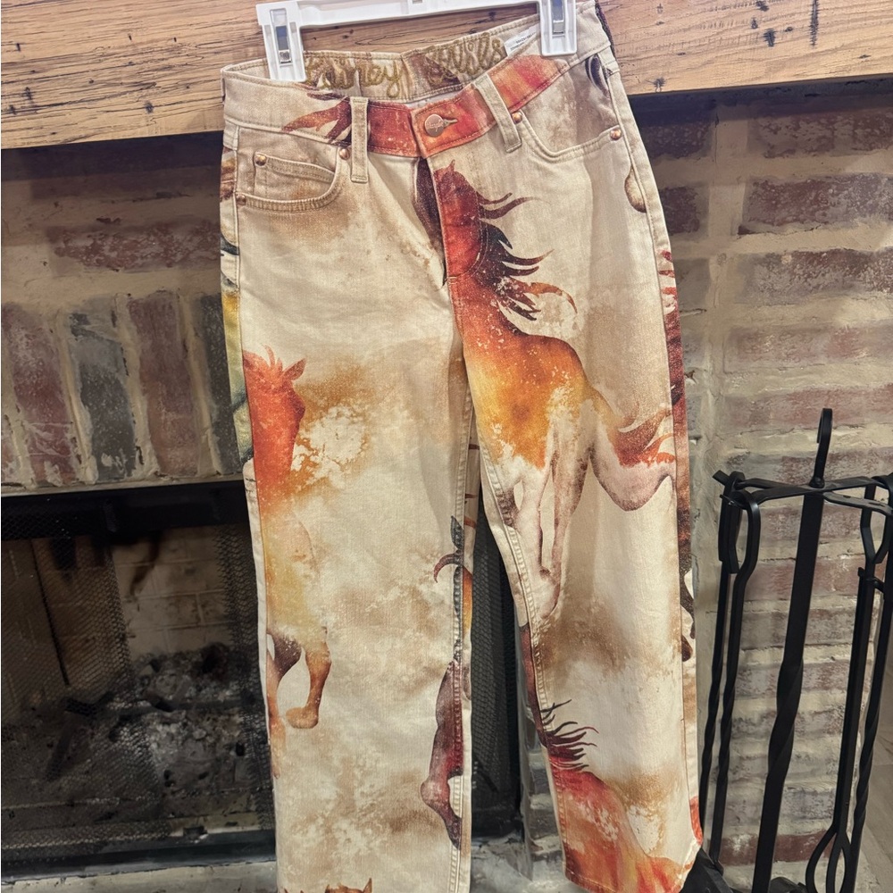 Wrangler Kids Horse Print Jeans - Tan and Orange